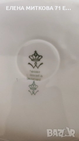 Старинен немски супник в бяло с платинен кант, снимка 3 - Антикварни и старинни предмети - 52369090