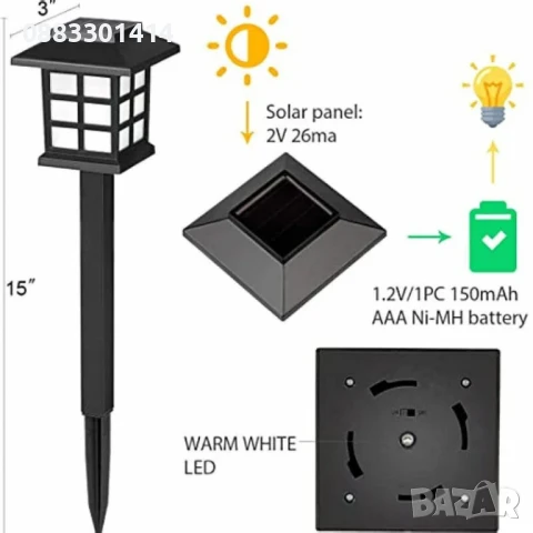 Соларна градинска лампа с ярка светлина SB-34, снимка 7 - Соларни лампи - 51043422