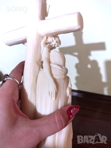 Страхотна Статуетка-Разпятие От Алабастър, снимка 9 - Статуетки - 52829856