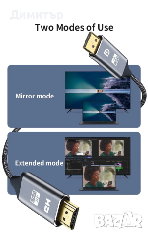 Кабел DISPLAY PORT към HDMI, снимка 9 - Кабели и адаптери - 44852203