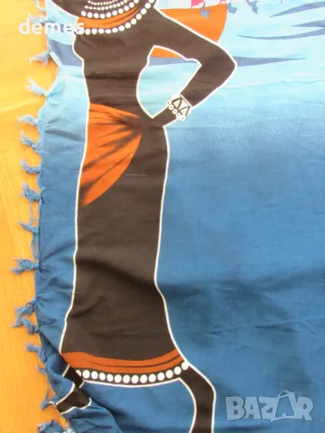 Класически етиопски шал син цвят с щампа-GABI, снимка 5 - Колекции - 50099183