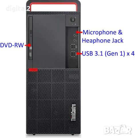 Lenovo M910T Tower, Core i5 6th Gen, 16 GB,SSD 256 + 2 TB HDD 24м Гар., снимка 3 - Работни компютри - 47744958