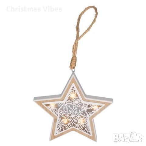 Светеща дървена фигурка, играчка за елха. Три варианта, снимка 3 - Декорация за дома - 52105470