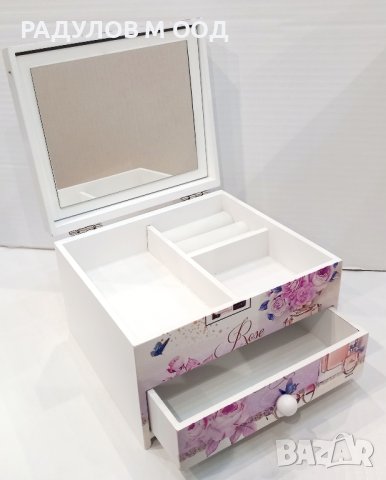 Стилна кутия за бижута с огледало и чекмедже /94870/, снимка 3 - Подаръци за жени - 43308883