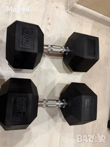 Хексагонални дъмбели 2 х27,5 кг, снимка 2 - Фитнес уреди - 53135961
