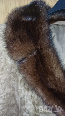 Кафяво палто естествен  косъм L, снимка 3 - Палта, манта - 47471435