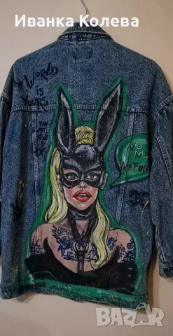 Ръчно рисувано дънково яке , снимка 1
