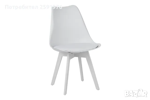 Трапезен стол Puzzle-home Gaston, PU, PP, Бял, снимка 1