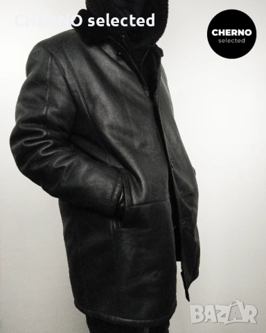 Мъжко кожено палто / кожух от естествена кожа с косъм LAGERFELD Men’s Shearling Coat – XXL•XXXL, снимка 8 - Якета - 53205620