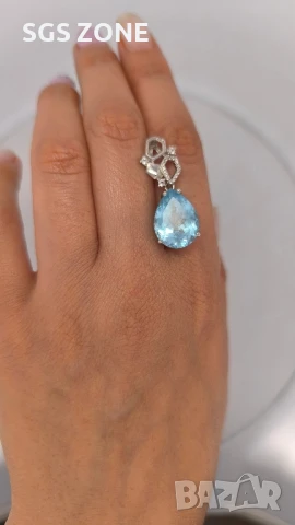 сребърна висулка с Тайланд и естествен топаз, снимка 2 - Колиета, медальони, синджири - 51192586