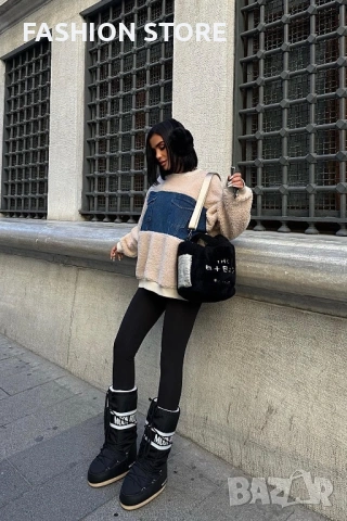 Топла блузка с дънков акцент, снимка 2 - Блузи с дълъг ръкав и пуловери - 53060386