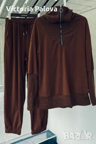 Красив анцуг/ комплект кежуал цвят кафе, снимка 10 - Комплекти - 49730111