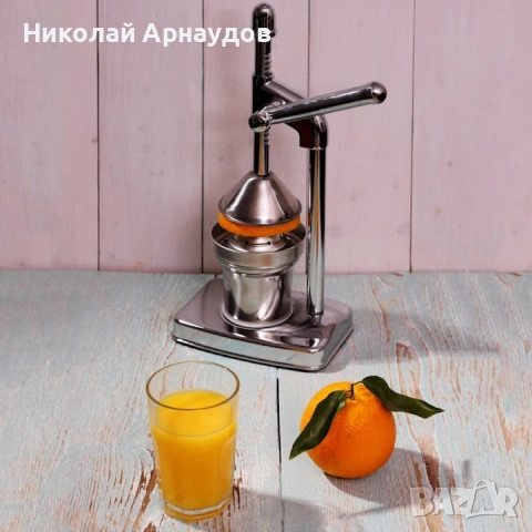 Ръчна сокоизстисквачка за цитруси Rosberg R51161A, Стомана, Неплъзгаща се основа, Сребриста