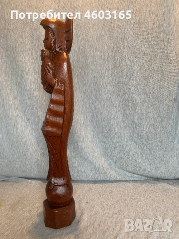 скулптура от резбовано дърво – Дева Мария с младенеца, снимка 4 - Статуетки - 53223435