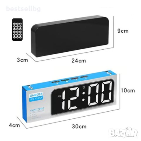 Светещ в тъмното настолен електронен часовник със светещи цифри стена, снимка 2 - Стенни часовници - 43396299