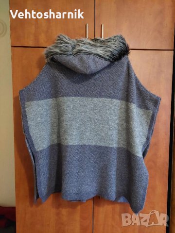 Дамско сиво пончо размер S/М, снимка 3 - Палта, манта - 43253575