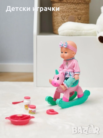 Кукла бебе с люлка Еднорог/ Вана и аксесоари , снимка 2 - Кукли - 52657955