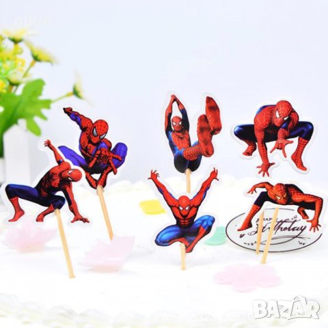 24 бр спайдърмен топери украса декорация за мъфини кексчета торта и парти рожден ден , снимка 4 - Други - 16859874