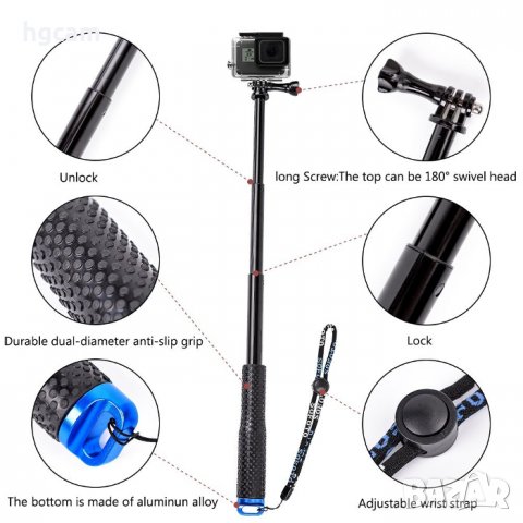 Монопод клас 4 за екшън камери GoPro и телефони, Дължина 49см, снимка 5 - Чанти, стативи, аксесоари - 27785744