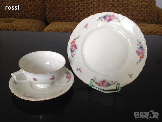 Schönwald 1935 г. Нов немски комплект трио за чай/кафе и десерт, чаша и 2 чинии, сервиз, сет, чиния , снимка 7 - Антикварни и старинни предмети - 33422815