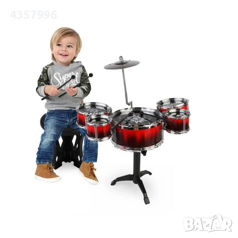 Комплект с барабани с чинели и аксесоари , снимка 2 - Музикални играчки - 51997625
