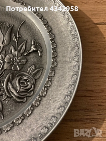 Калаена ретро чиния за стена.1950-1970 г. Германия , снимка 4 - Антикварни и старинни предмети - 51546506