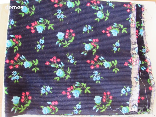 Плат кадифе-тъмно син с щампа 90/50 см, снимка 2 - Други - 33476935