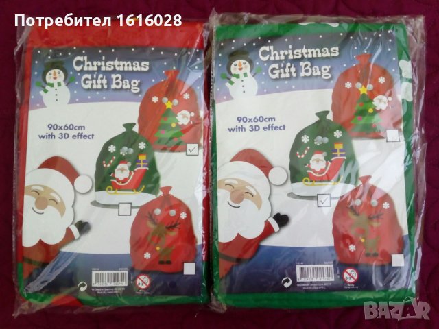 Нови големи Коледни чувалчета за подаръци.р. 60см./ 90 см., снимка 11 - Други - 38300481