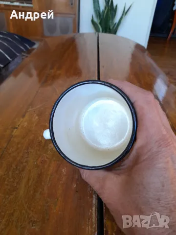 Старо емайлирано канче,чаша #10, снимка 4 - Други ценни предмети - 47778216