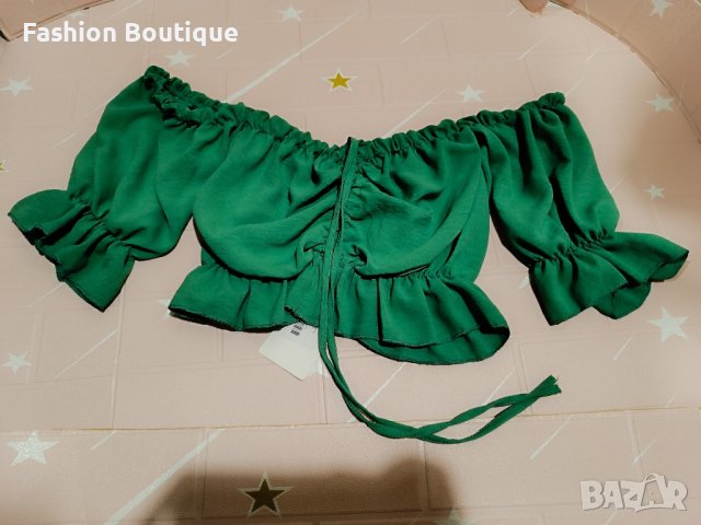Къса Блузка в зелено , снимка 4 - Корсети, бюстиета, топове - 43330431