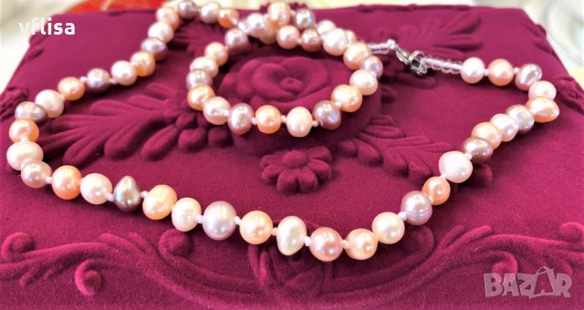 Колие с разноцветни, естествени перли със сертификат, снимка 5 - Колиета, медальони, синджири - 28083502