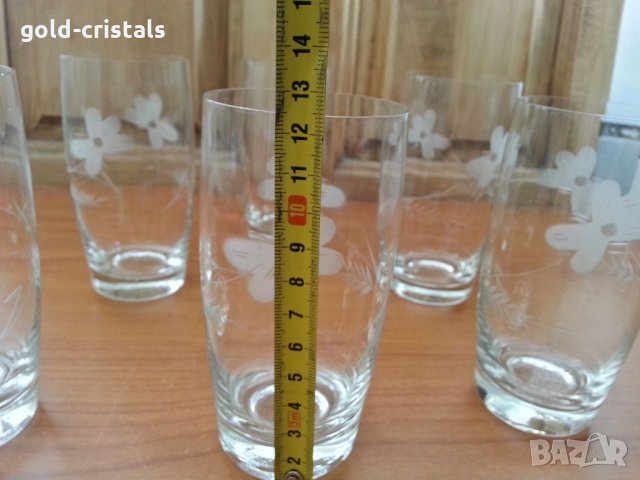 Ретро водни стъклени чаши гравирани, снимка 2 - Антикварни и старинни предмети - 33550917