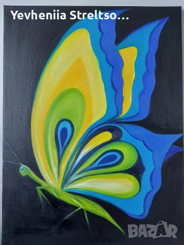 Картина Бабочка холст масло 70x50 см, снимка 2 - Картини - 52823188