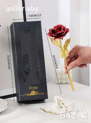 Подарък златна роза в кутия с пожелание Golden Rose, снимка 4 - Подаръци за жени - 43369475