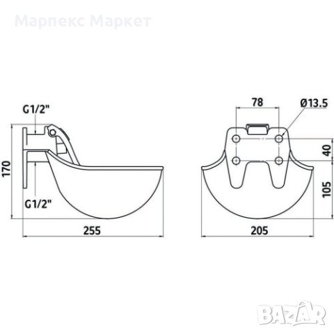 Автоматична чугунена поилка за крави - 1.45л, снимка 4 - Крави - 43459037