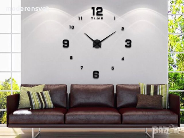 Стенен 3д часовник голям безшумен, снимка 2 - Стенни часовници - 43467323