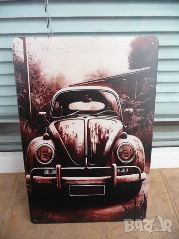 Метална табела кола volkswagen beetle ретро стара декорация стена красота стара