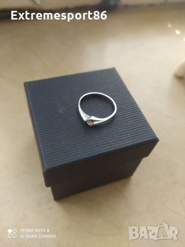 Годежен пръстен от платина с диамант , снимка 3 - Пръстени - 32932727