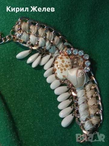 КРАСИВА ЗЛАТИСТА ГРЪНЧ АРТ СТИЛ ГРИВНА ХЕНД - МЕЙД УКРАШЕНИЕ 47411, снимка 11 - Гривни - 47296924