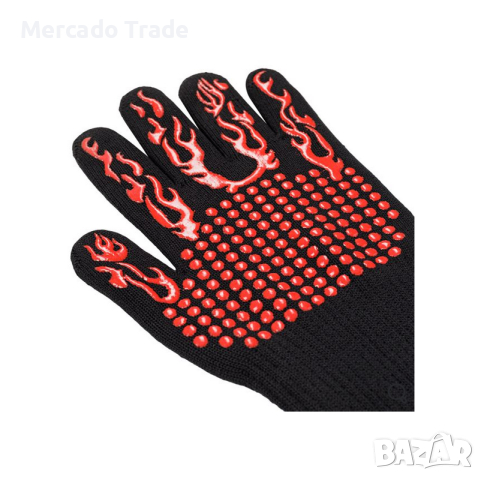 Ръкавици за барбекю Mercado Trade, Пожароустойчиви, Черни-червени, 2бр., снимка 4 - Барбекюта - 44881721