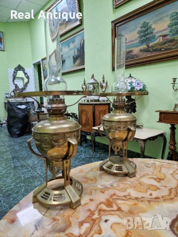 Чифт страхотни антикварни английски бронзови газени лампи , снимка 3 - Антикварни и старинни предмети - 43569923