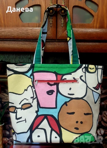 Голяма дамска чанта от плат, снимка 2 - Чанти - 50950168