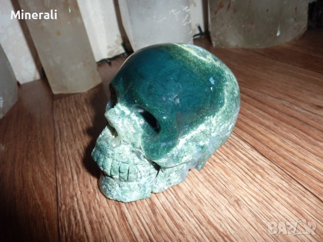 Интересен череп от мъхов ахат, снимка 2 - Подаръци за мъже - 43187527