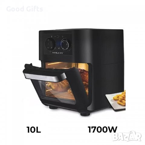 Фурна с горещ въздух Sokany AF-003, 10 литра, 1700 W, снимка 2 - Други - 38310011