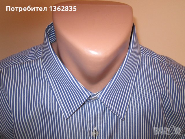НОВА синьо-бяла луксозна дизайнерска мъжка памучна риза THE EMPEROR 1688 размер XL от САЩ, снимка 3 - Ризи - 43001320