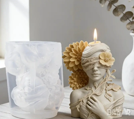 Молд жена с превръзка на очите и цветя (2), снимка 5 - Форми - 53469695