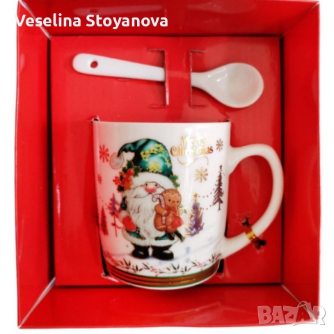 Празничен комплект чаша + лъжичка в луксозна кутия – “Merry Christmas” , снимка 2 - Чаши - 52638863