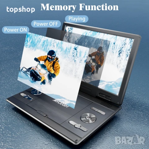 НОВ, ТЕСТВАН MYDASH MP10A преносим DVD плейър 10,1" черен, Пълен комплект, снимка 3 - Плейъри, домашно кино, прожектори - 50557462