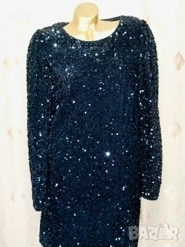 XL/2XL Черна официални рокля с пайети , снимка 3 - Рокли - 51728104