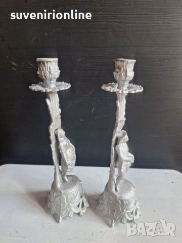 двойка старинни свещници, снимка 2 - Декорация за дома - 40656522